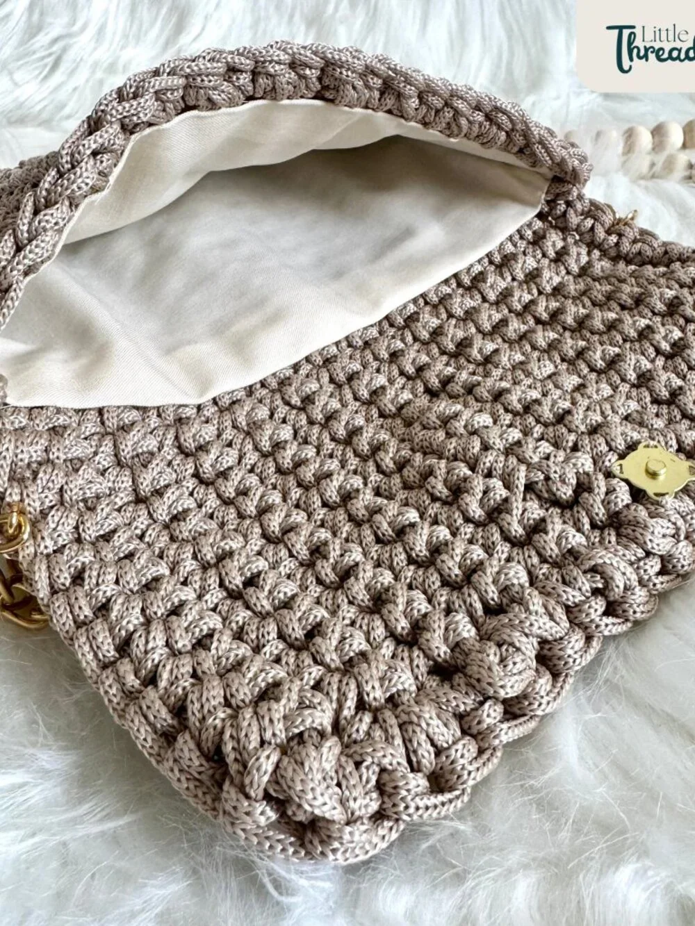 Tan Designer Elysia Handmade Crochet Handbag